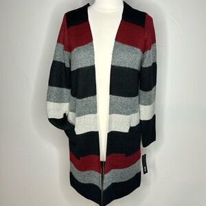 NWT Long cardigan Wide stripe Two pocket Size Medium